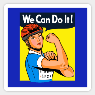 Bicycle Women Cyclist We Can Do It Retro Vintage Feminist Meme Sticker